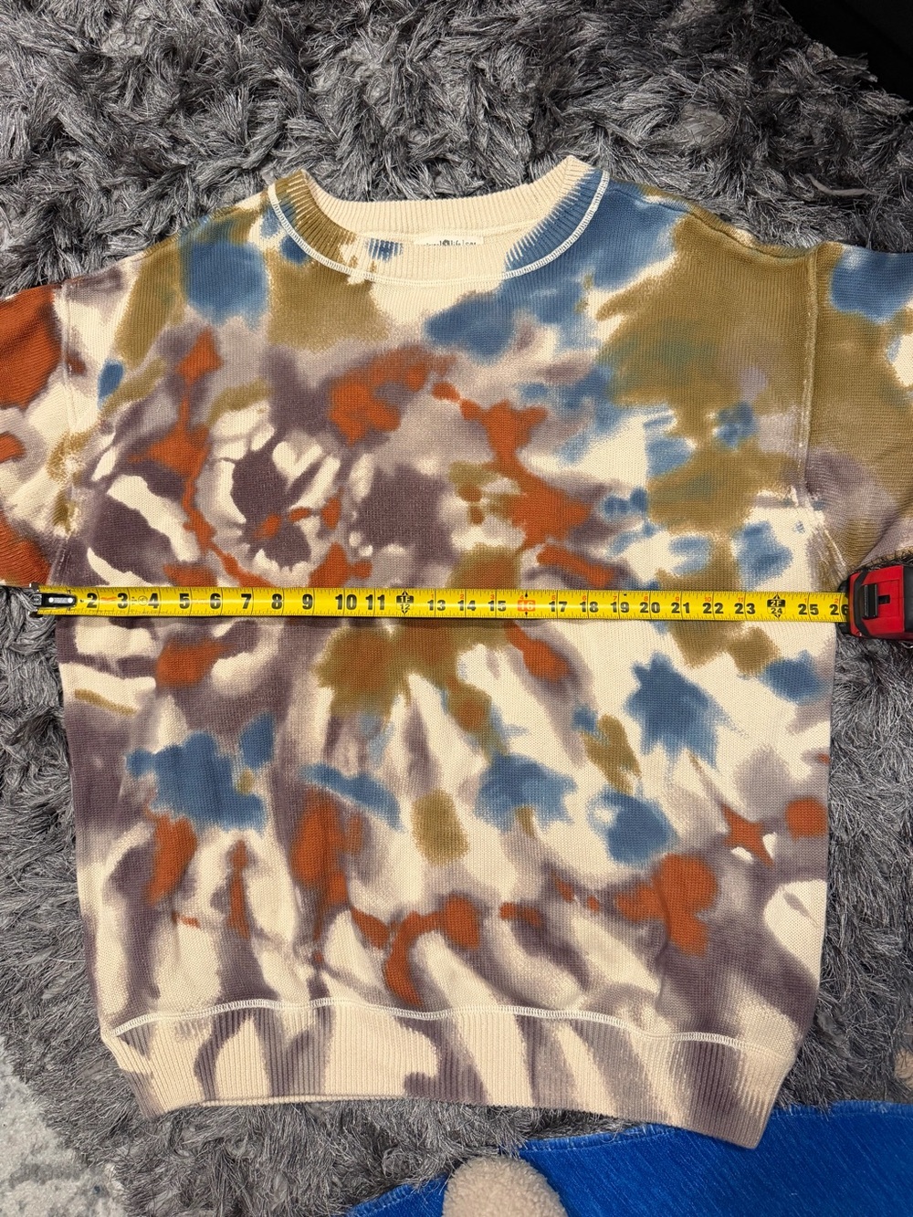 NATURAL LIFE Cream Crewneck Sweater with Blue, Olive & Rust Tie-Dye - Picture 5 of 5